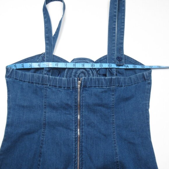 Anthropologie Porridge Rosette Denim Slim Mini Dress XL - Picture 6 of 12